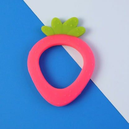 Strawberry shaped silicone baby teether