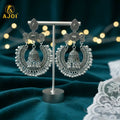 Oxidized Silver Chandbali Jhumka Earrings – Bold Ethnic Statement