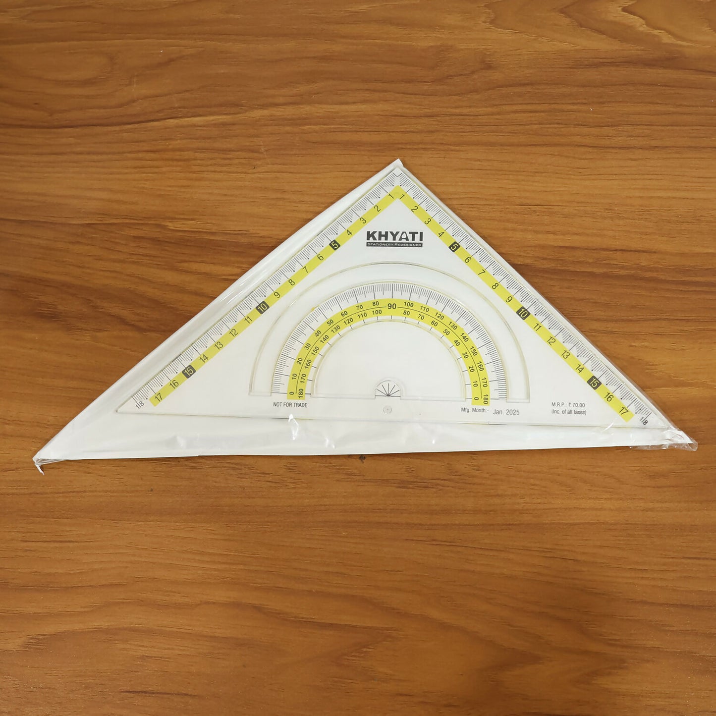 Khyati Strong Transparent Set Square with Protractor Scale for School & Technical Drawing Use