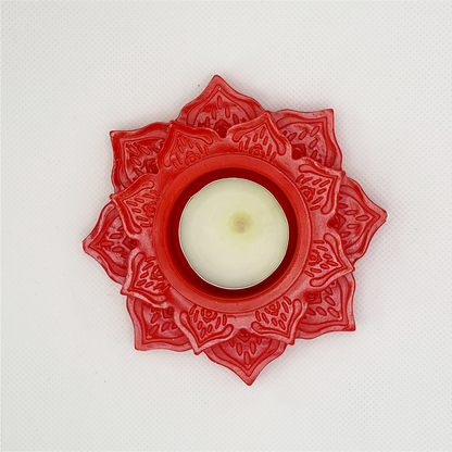 Lotus Diya red tealight candle Elegant Home Decor Handmade.