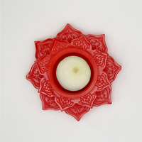 Lotus Diya red tealight candle Elegant Home Decor Handmade.
