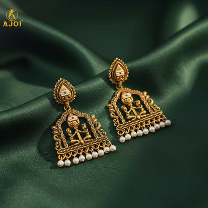 Royal Temple Muse Gold-Tone Jhumka Earrings with Pearl Danglers