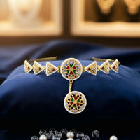 Gold-Plated Borla Sheeshphool with Matha Patti (hair band)