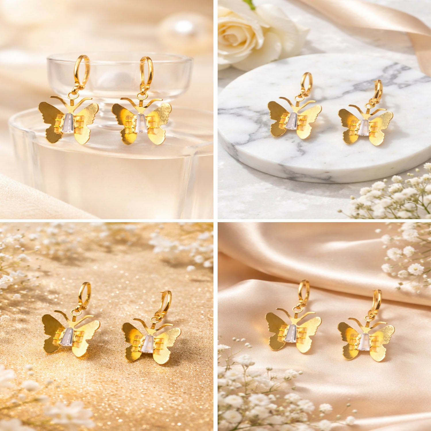 Elegant Golden Butterfly Drop Earrings for Women & Girls | Lightweight Stylish Party Wear Earrings