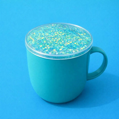 Light Blue Glitter Liquid Coaster Set Decorative Heat Resistant Cup Mat