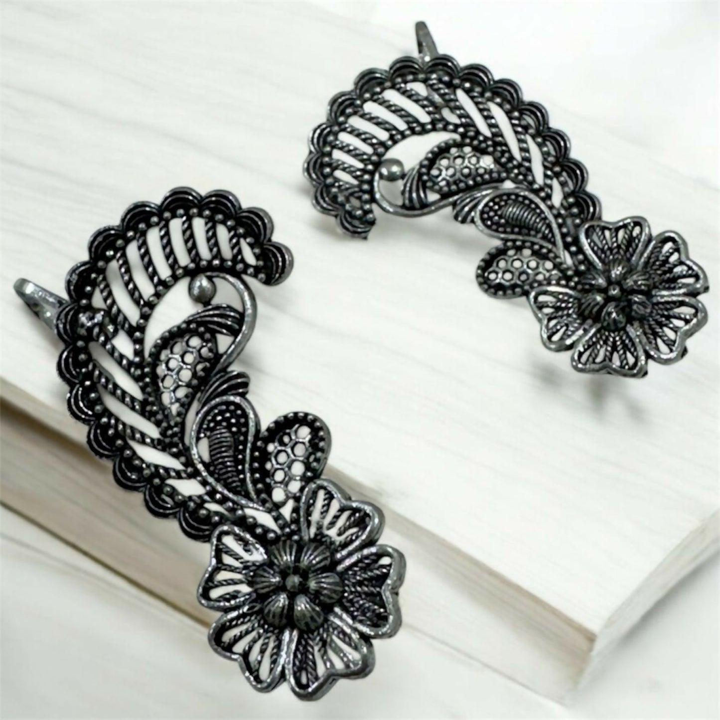 Stylish Oxidised Silver Ear Cuff Earrings for Women & Girls