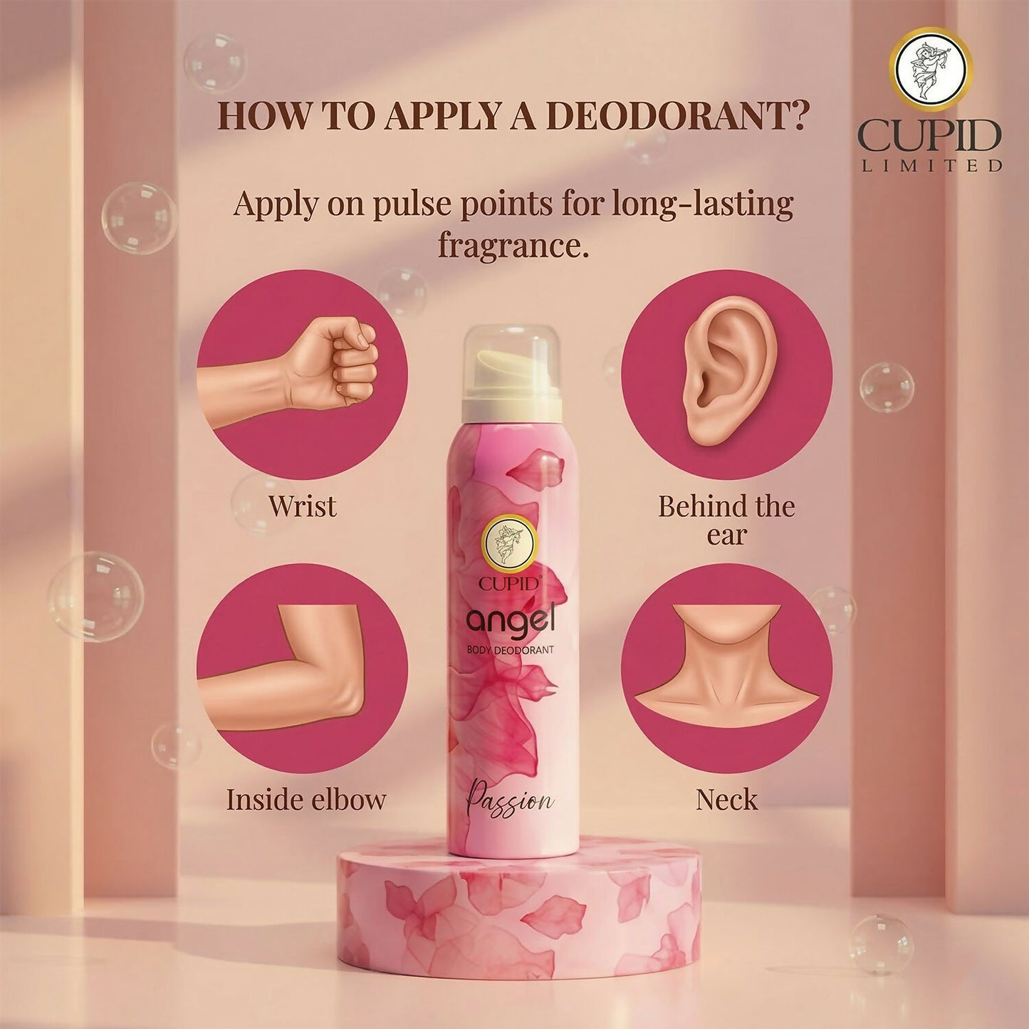 DEO ANGEL PASSION 150mlCUPID Angel Body Deodorant - RIZZ Passion Fragrance (150 ml)