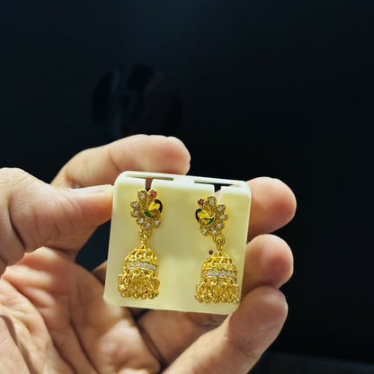 Elegant Peacock Design Gold Plated Earrings