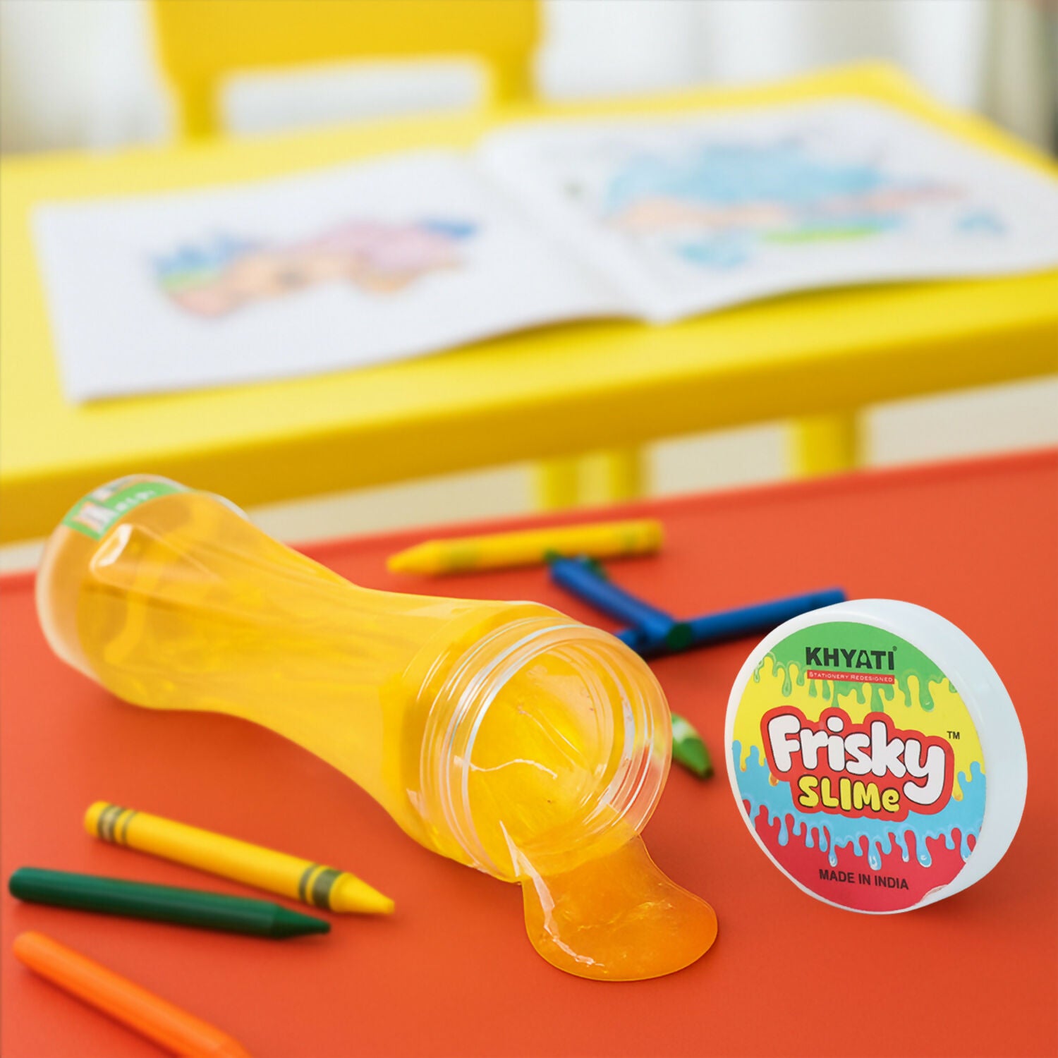 Khyati Frisky Slime – Stretchable Yellow Slime Toy in Bottle Pack for Kids’ Creative Play (3+ Years)