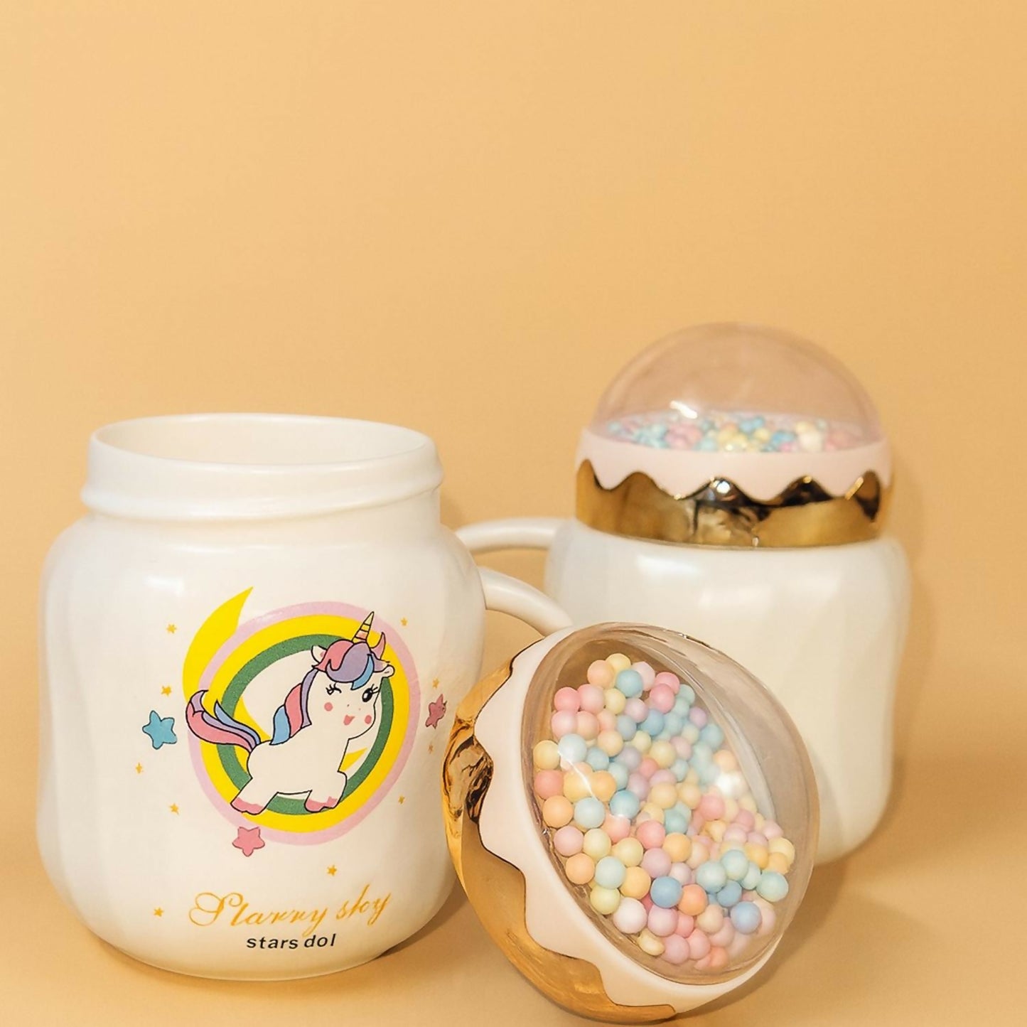 Unicorn Ceramic Mug with Decorative Dome Lid | Cute Pastel Coffee & Milk Cup for Kids, Girls & Gifting | Premium Quality Heat-Resistant Mug with 3D Bubble Dome Design | Ideal for Home, Office & Birthday Gifts | Pack of 1 (Unicorn Design)