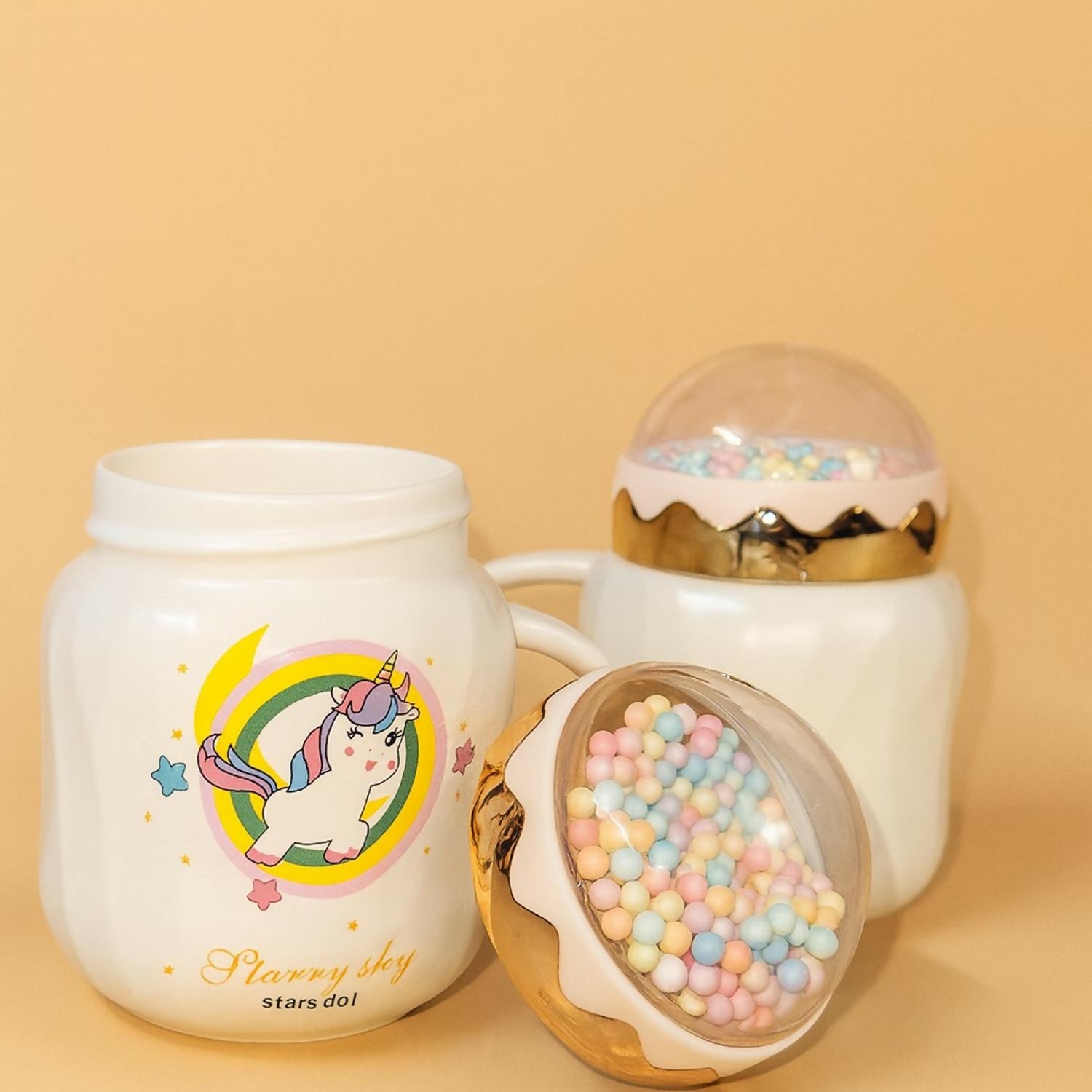 Unicorn Ceramic Mug with Decorative Dome Lid | Cute Pastel Coffee & Milk Cup for Kids, Girls & Gifting | Premium Quality Heat-Resistant Mug with 3D Bubble Dome Design | Ideal for Home, Office & Birthday Gifts | Pack of 1 (Unicorn Design)
