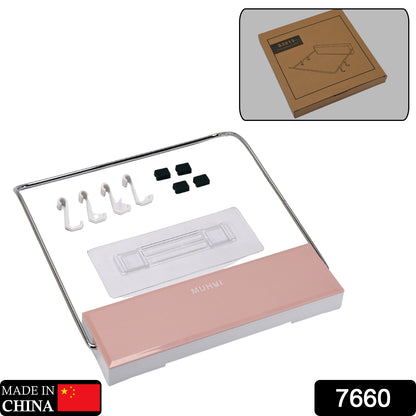 Wall-Mounted Foldable Wash Basin Storage Rack with Self-Adhesive Sticker