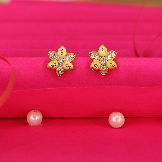 Gold Plated Floral Stud Earrings for women and girls