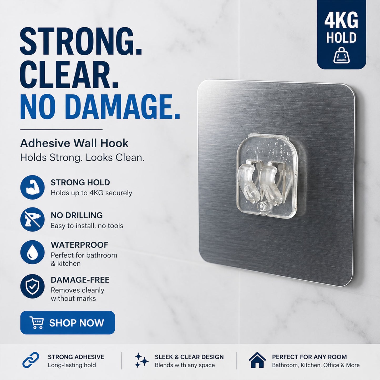 Adhesive hook design view