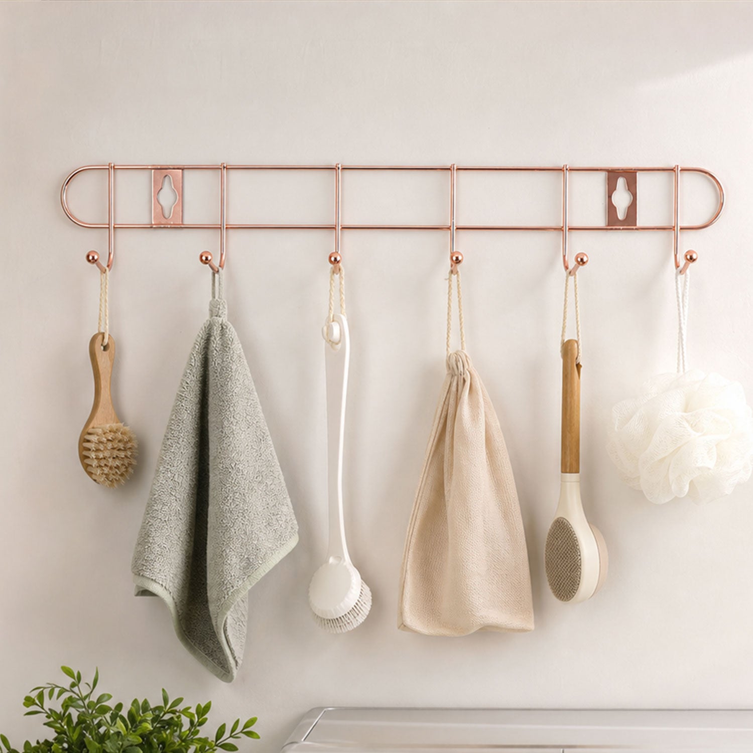 Hook rail towels utensils coats