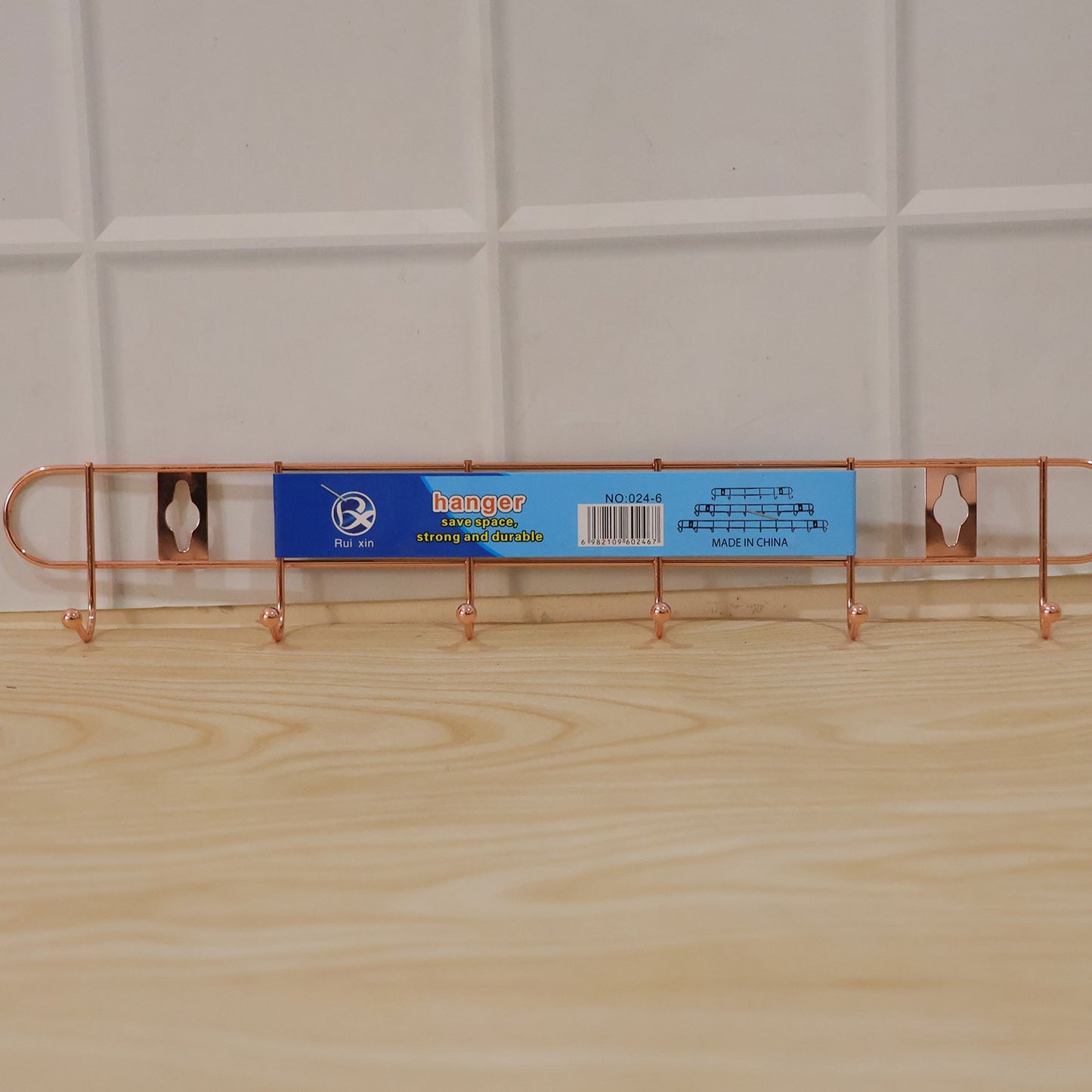 Rose gold hook rack pack box