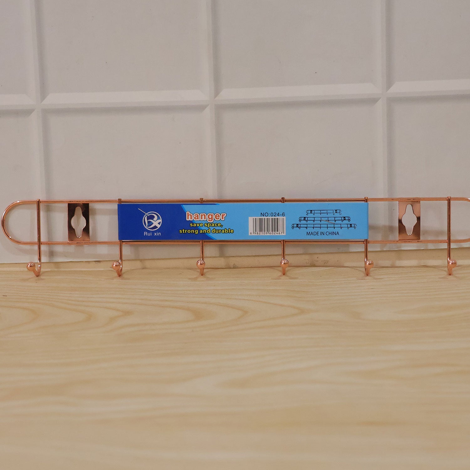Rose gold hook rack pack box