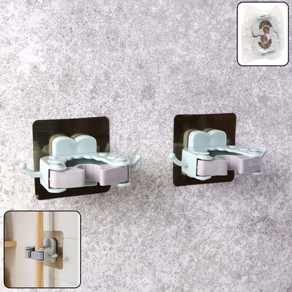Wall Mounted Mop and Broom Holder Clip (2 Pc)