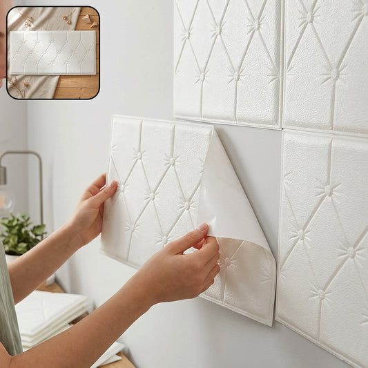 self adhesive 3d foam wall panel white