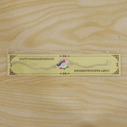 Lotus Kalgi Meenakari Silver Chain Rakhi for Brother (5pcs)