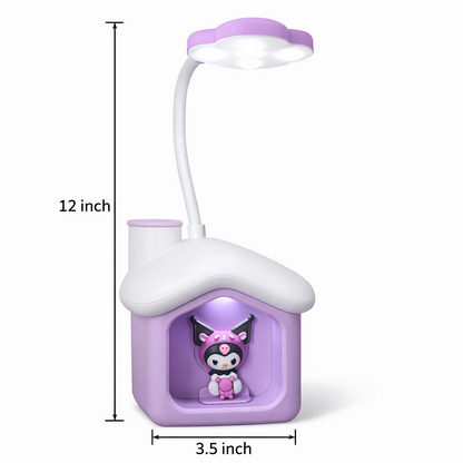 Cute LED Desk Lamp with Storage Box, Kids Study Night Light for Bedroom
