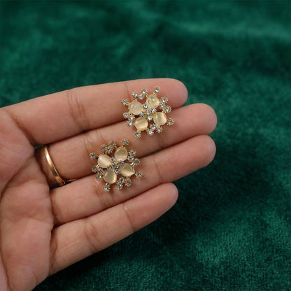 Elegant Floral Crystal Stud Earrings for Women And Girls