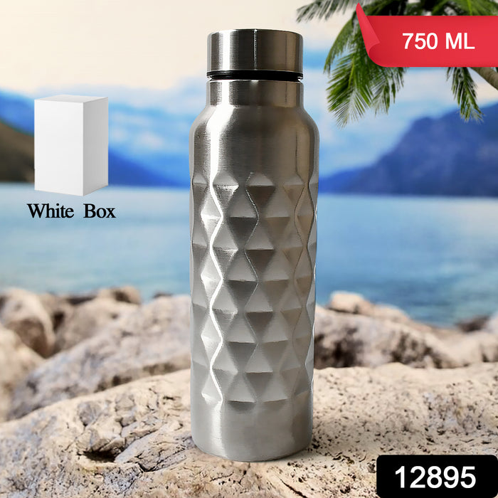 Stainless Steel Fridge Water Bottle, Diamond Design, Leak Proof, SS Water Bottle for Office, School, Gym, Refrigerator, and Home use (750ml Approx)