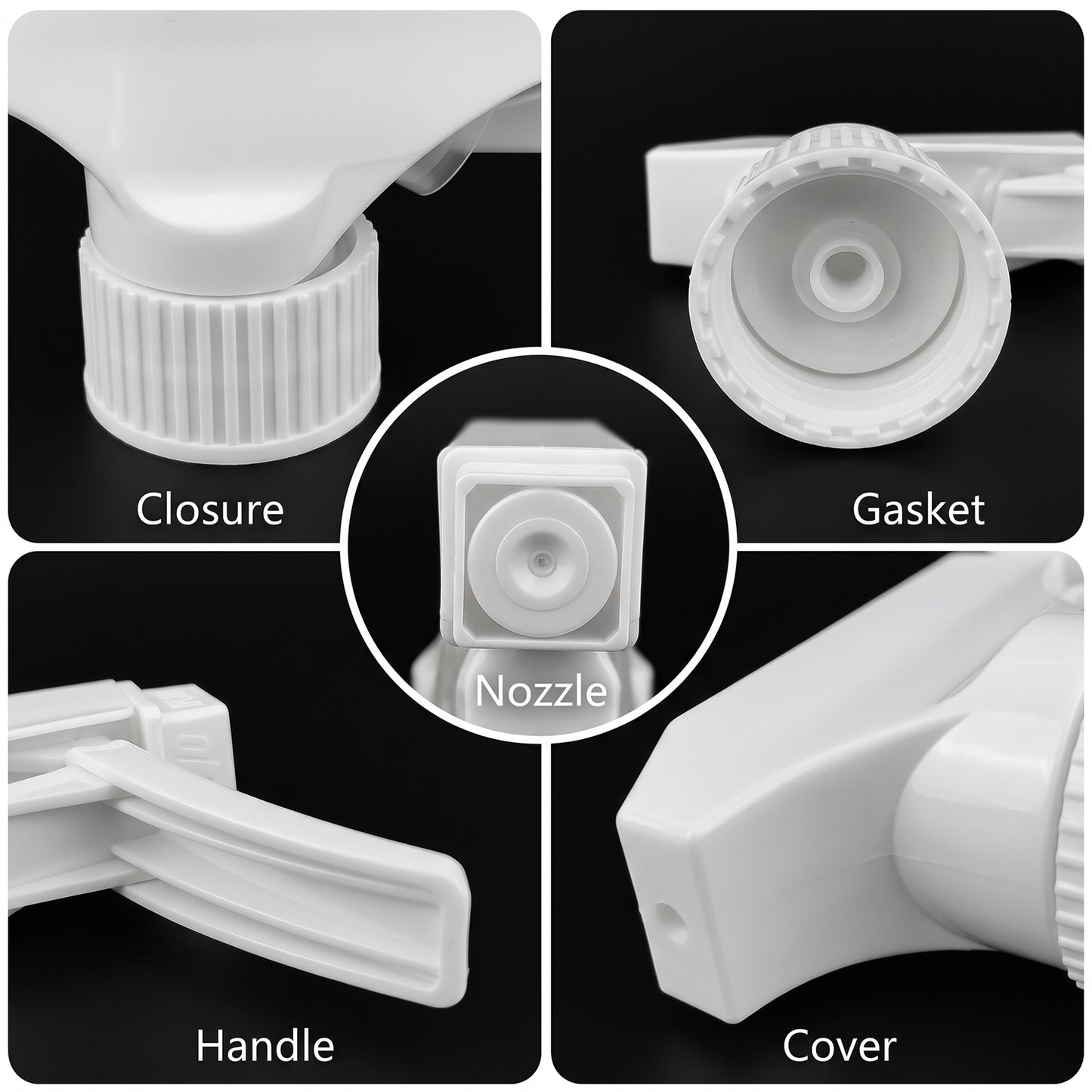 Spray Nozzle Trigger Head White Replacement Sprayer for Bottles (1 Pc)