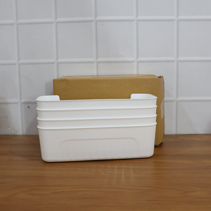 White Plastic Storage Basket Tray Set (4 Pcs)