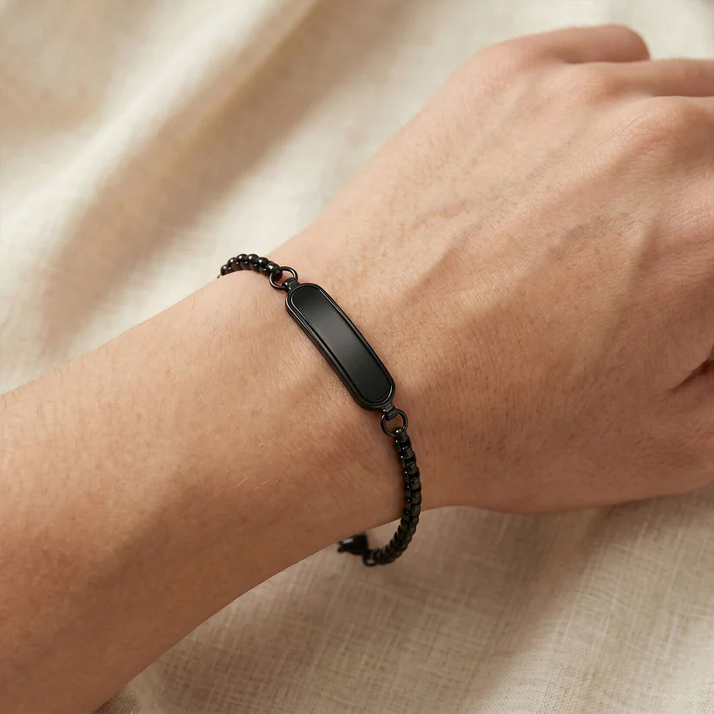 Customize Black Bracelet Rakhi with Chocolate & Bottle Set (1 Set)