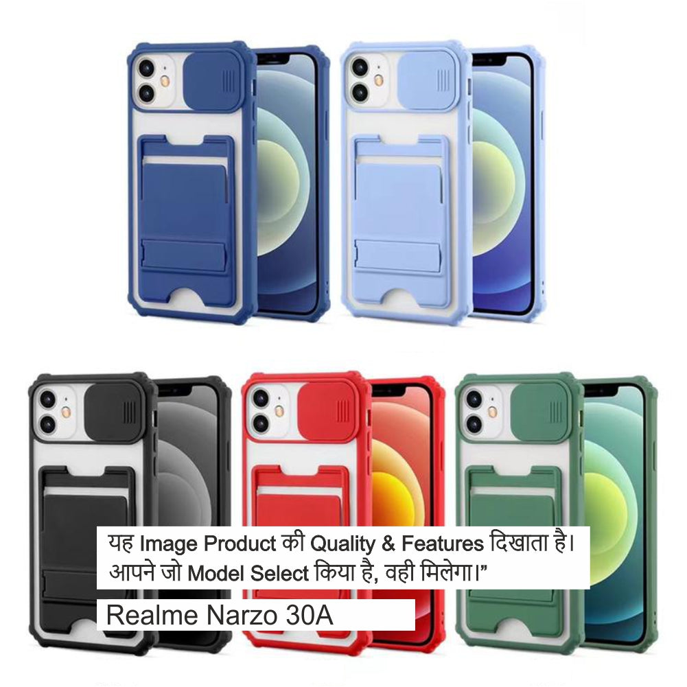 Shutter Smoke Pocket With Stand Case For Realme Narzo 30a