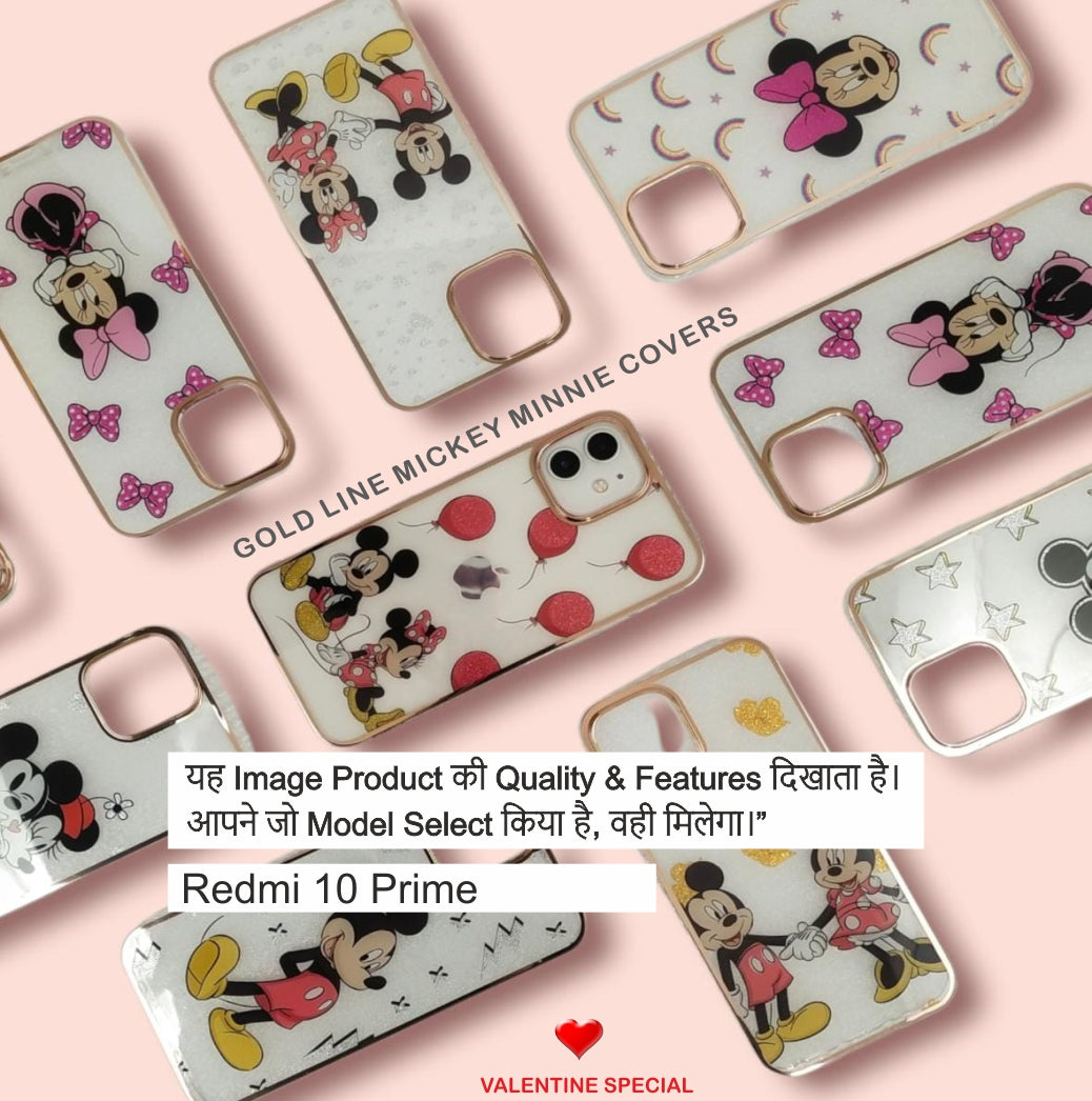 Goldline Mickey Minnie Case Case For Redmi 10 Prime