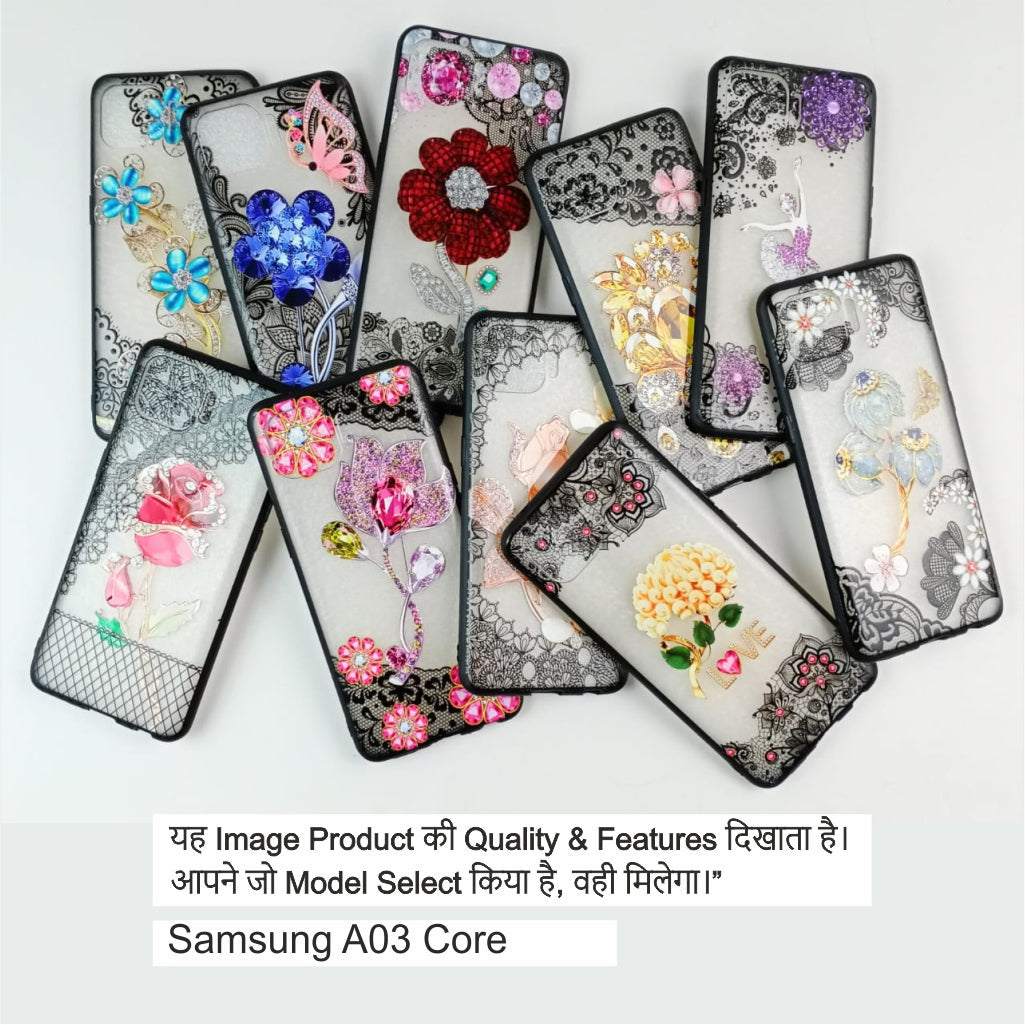 Flower Diamond Print Case Case For Samsung A03 Core