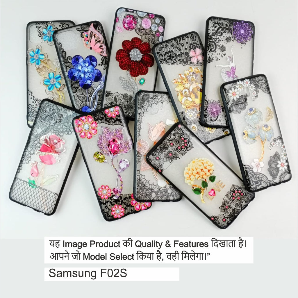 Flower Diamond Print Case Case For Samsung F02s