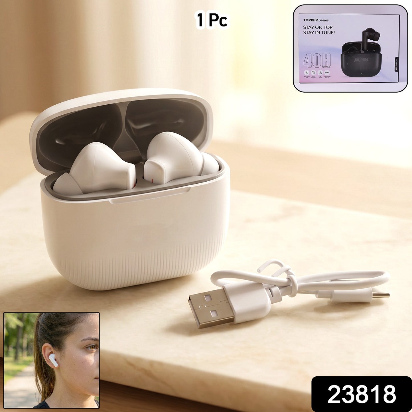 TWS wireless earbuds package and accessories