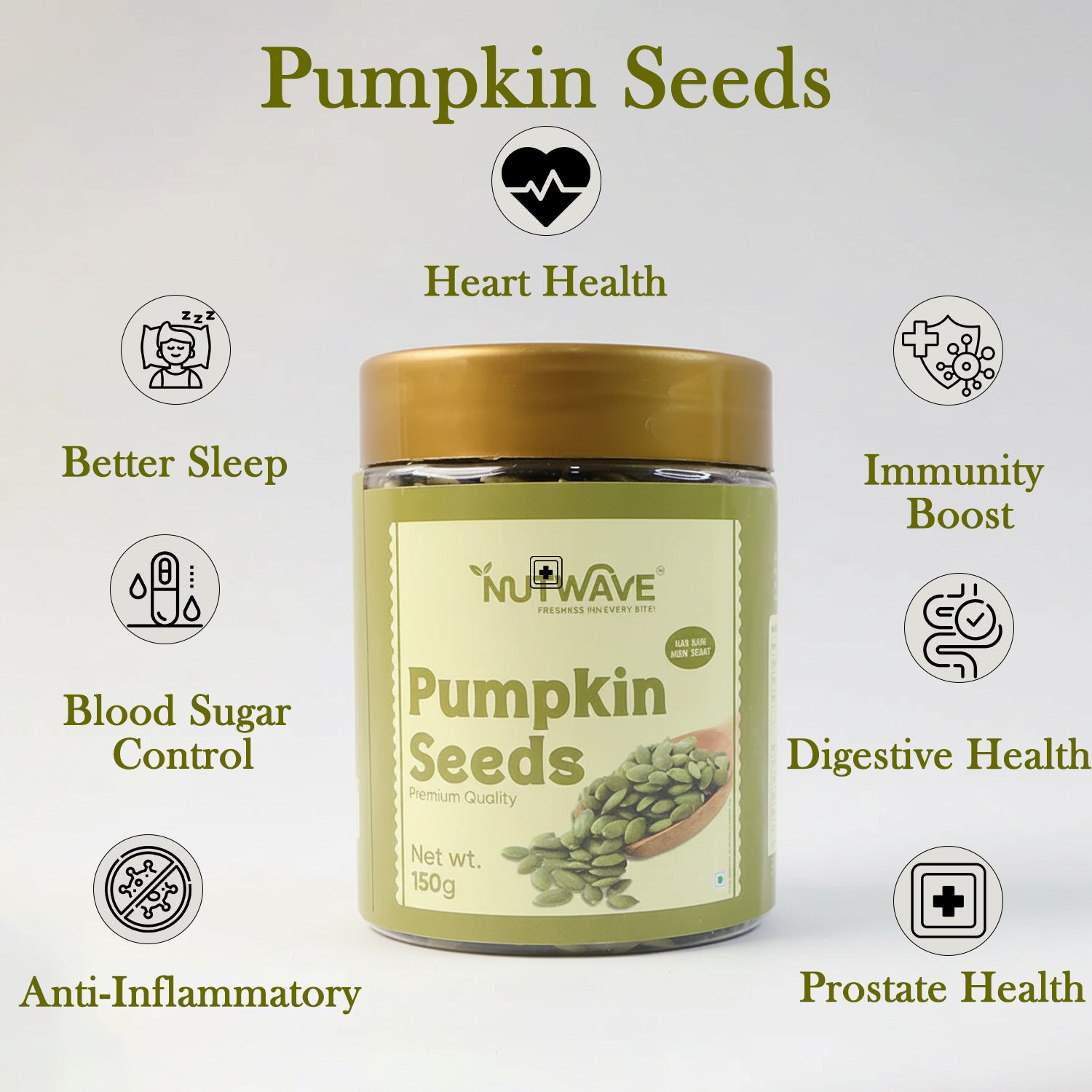 Nutwave Premium Quality Pumpkin Seeds – Healthy & Nutrient-Rich Superfood (150 gm)