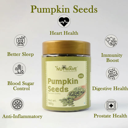 Nutwave Premium Quality Pumpkin Seeds – Healthy & Nutrient-Rich Superfood (150 gm)