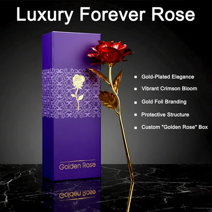 24K Gold Plated Artificial Rose for Gift