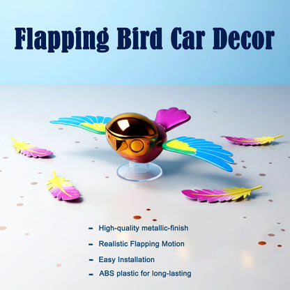 Simulated Flapping Bird Car Ornament | Creative Spinning Dashboard & Mirror Decor