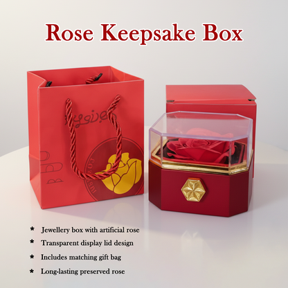 Rose Jewellery Box Gift with Transparent Lid & Premium Storage Case