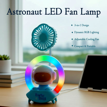Lucky Doll Astronaut Desk Lamp with Fan, USB Rechargeable Colorful Night Light