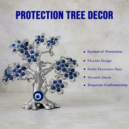 Silver Evil Eye Tree Showpiece for Home Decor, Luck & Protection