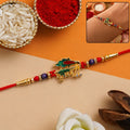 Designer Rakhi for Brother – Stylish festive gift with red and blue beads