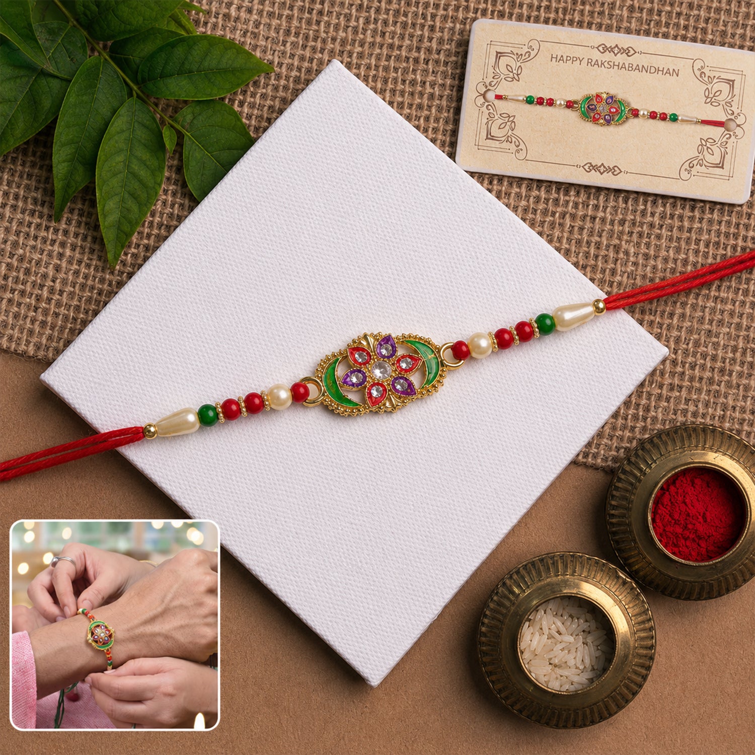 Premium Multicolor Stone Studded Designer Rakhi main image