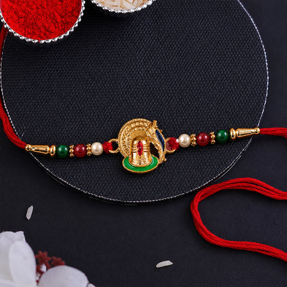 Traditional Designer Ganesha Rakhi with Decorative Beads