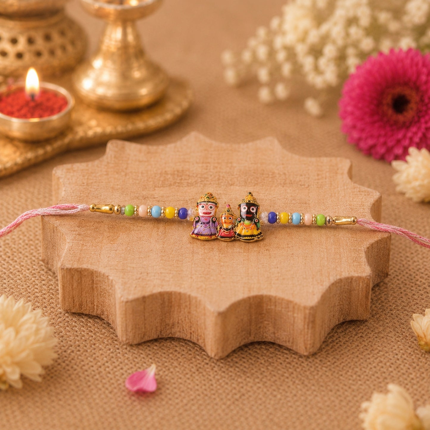 Jagannath Balabhadra Subhadra idol centerpiece designer Rakhi