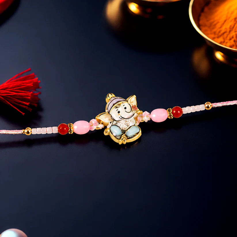 Rakhi – Cute Ganesha Designer Rakhi with Beads for Rakshabandhan