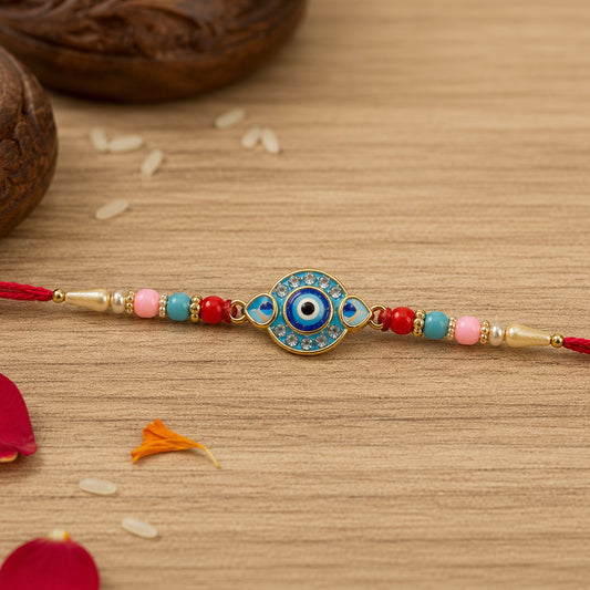 Evil Eye Designer Rakhi with Multicolor Beads (1 Pc)