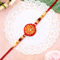 Floral Bead Rakhi – Elegant Central Stone Design for Raksha Bandhan