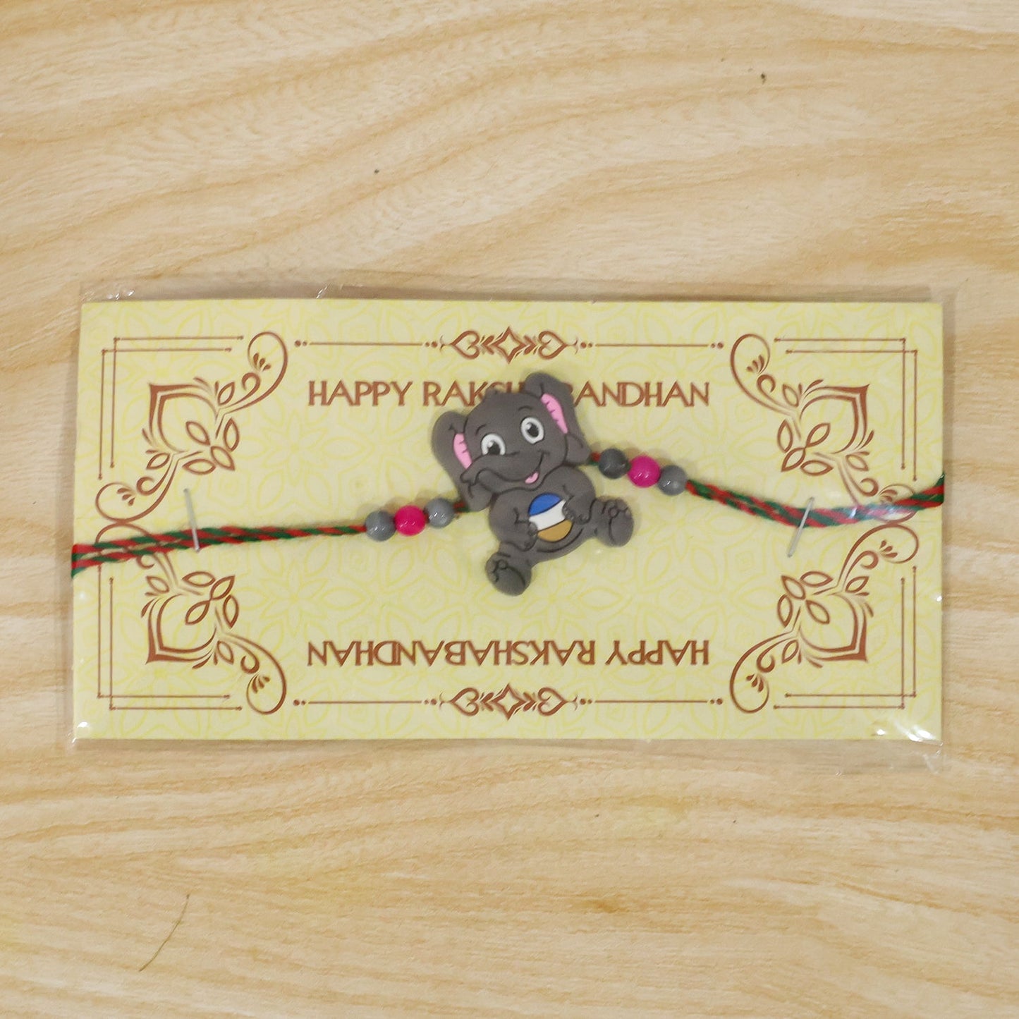 Cute Elephant Cartoon Kids Designer Beaded Rakhi for Brother